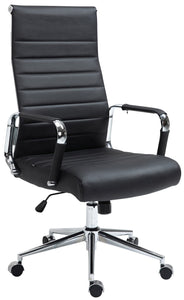 CLP Chaise De Bureau Kolumbus en Véritable Cuir I Fauteuil De Bureau Réglable en Hauteur Pivotant Piètement Mécanisme A Bascule Intégré, Couleur:Noir