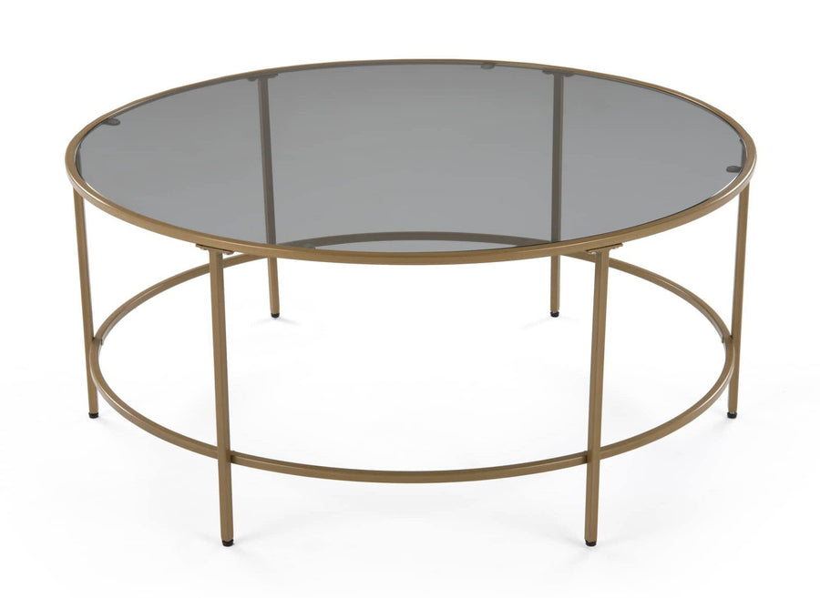 DecoInParis Table Basse en Verre Noir et métal THESSA