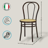 Tomaino - Chaise de cuisine en fer avec assise en paille - Ensemble de chaises de salle à manger Vienne (4, noir)