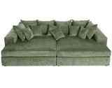 Lisa Design - Collins - canapé Droit 4 Places avec Double méridienne - Assise Profonde - en Velours texturé, Vert