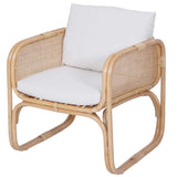 Casa Moro BIMA CF2221 Fauteuil en rotin avec 2 coussins et accoudoirs extra large en rotin naturel | Chaise rétro bohème chic pour jardin, terrasse, salle à manger