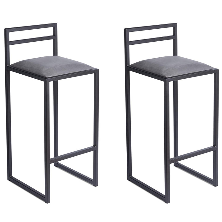 FERRO modern design Tabouret Bar Cuisine 95cm Noir - Fatto a Mano Chaise de Bar Lot de 2 - Stile Loft