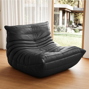 Togo Pouf poire haut de gamme non compressé pour adultes, canapé de sol en mousse à mémoire de forme avec tissu doux, fauteuil de salon confortable pour salon, chambre à coucher, appartement, cuir