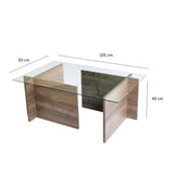 Emob - Table Basse Locelso | Verre trempé | Noyer
