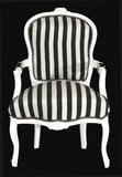 Casa Padrino - Chaise Salon Baroque Bande Noir/Blanc/Blanc - Mobilier rayé