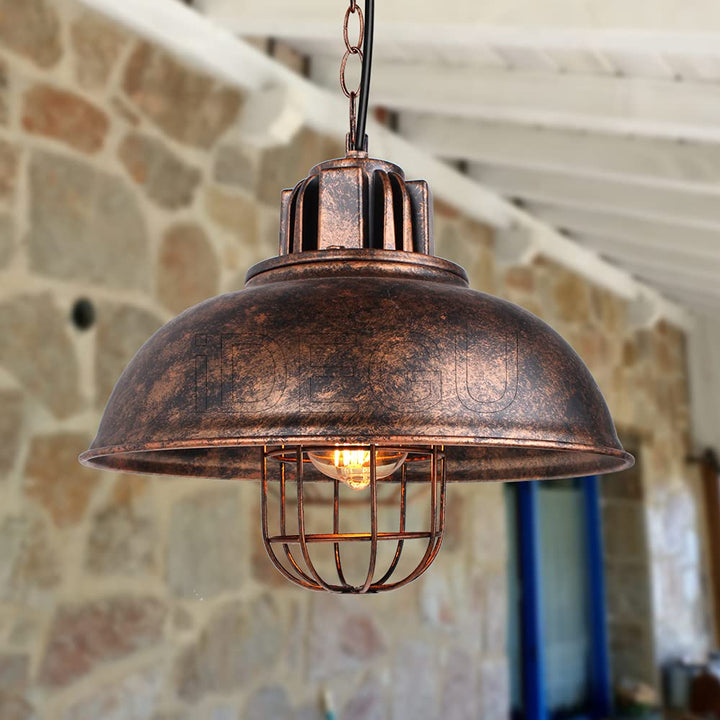 iDEGU Suspension Luminaire E27 Lustre Plafonnier Industriel Ø 33CM Noir Lampe Suspension Vintage pour Salon, Cuisine, Restaurant, Café et Bar (Z Rouille - 33CM) iDEGU Suspension Luminaire E27 Lustre Plafonnier Industriel Ø 33CM Noir Lampe Suspension Vintage pour Salon, Cuisine, Restaurant, Café et Bar (Z Rouille - 33CM)