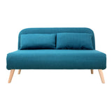 Miliboo Chauffeuse 2 Places Convertible en Tissu Bleu Canard et Bois Clair AMIKO