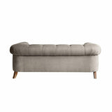 Loberon Canapé Sanbornville Chesterfield Classique Forme Traditionnelle Housse Robuste Rembourrage de Haute Qualité Assise Canapé Hévéa Polyester Taupe