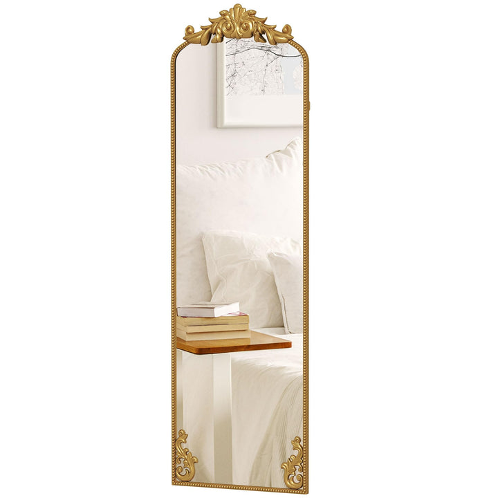 HOMCOM Miroir Pleine Longueur accroché/appuyé Baroque 50x160 cm Ton Or