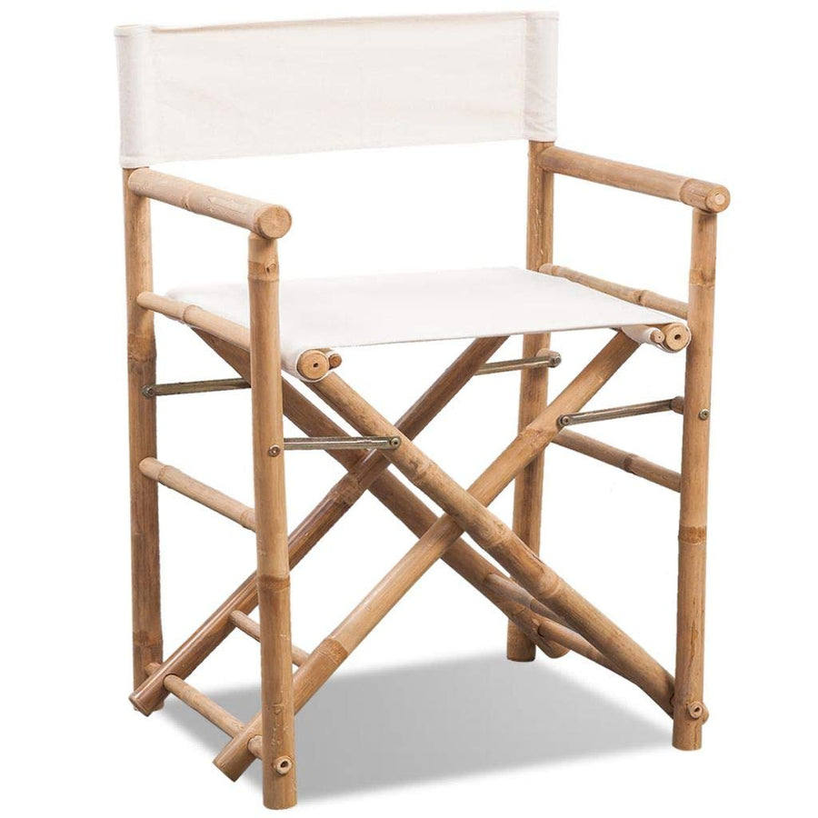 vidaXL 2X Chaises Pliable Bambou et Toile Salle à Manger Jardin Terrasse vidaXL 2X Chaises Pliable Bambou et Toile Salle à Manger Jardin Terrasse