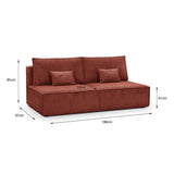 Canapé Convertible 3 Places avec Coffre de Rangement en Velours côtelé Rouille - Milla