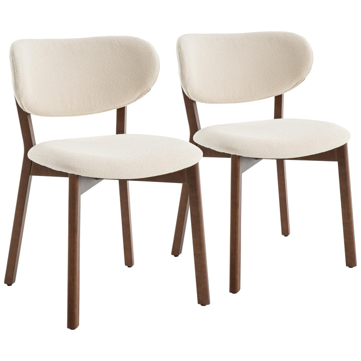 Happy Garden Lot de 2 chaises Aura en Bois foncé et Tissu Boucle Beige, Rembourrage Mousse, Pieds en Acier