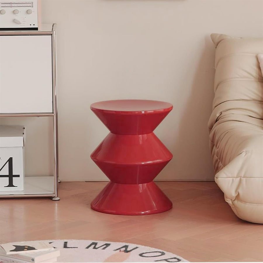 Petite table d'appoint ronde en plastique moderne et légère pour salon et chambre à coucher, design unique, table basse fonctionnelle (rouge)