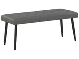 Beliani Banc d'Intérieur Design Bout de Lit en Cuir PU Gris avec Pieds Noirs Parfait pour Chambre Vintage Rétro et Scandinave