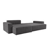 LOUNGITUDE Canapé Farah d'angle Max réversible et Convertible 5 Places en Velours côtelé
