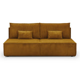 HOMIFAB Canapé Convertible 3 Places avec Coffre de Rangement en Velours côtelé Jaune Moutarde - Milla