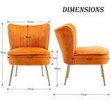 chairus Chaise de Salon en Velours Fauteuil de Chambre Comfortable Chaise Rembourrée Canapé 1 Place (Orange- 1 Piece)