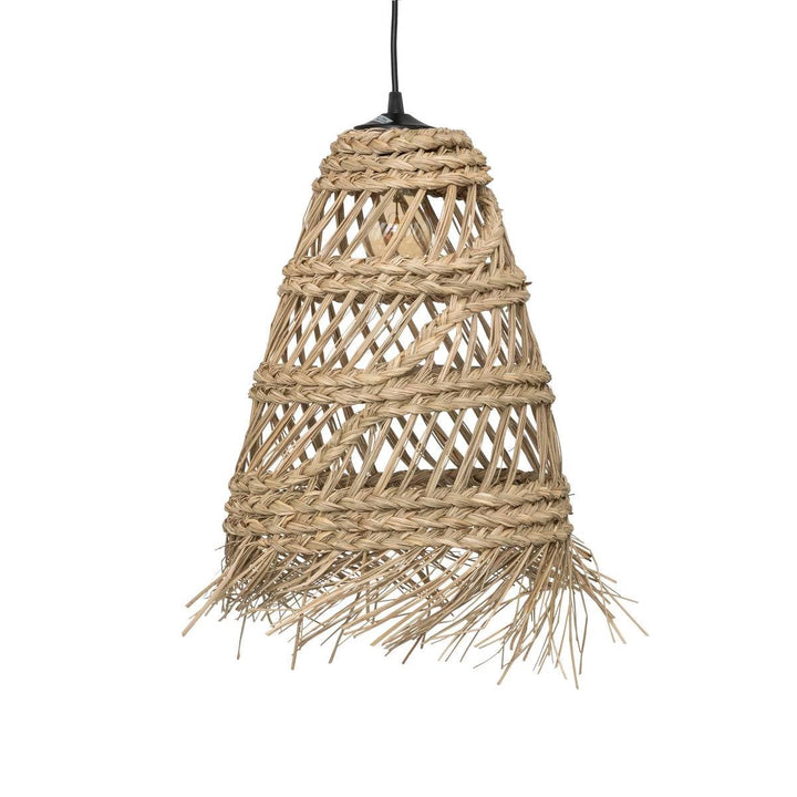 Atmosphera - Suspension Lahys en Paille Tressée Beige, D. 28 x H 48 cm, Abat-Jour Ajouré Style Bohème - Luminaire pour Salon, Chambre