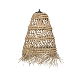 Atmosphera - Suspension Lahys en Paille Tressée Beige, D. 28 x H 48 cm, Abat-Jour Ajouré Style Bohème - Luminaire pour Salon, Chambre