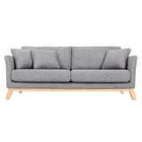 Miliboo Canapé scandinave déhoussable 3 Places en Tissu Gris Clair et Bois Clair Oslo