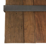 MACABANE Mathis - Table Basse Multi-Planches Marron Bois Massif cerclée métal Gris Anthracite
