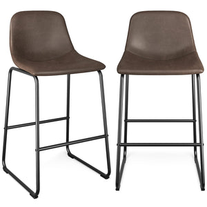 RFIVER Lot de 2 Tabouret de Bar, Chaise de Salle à Manger de Style Vintage Confortable avec Siège en Cuir PU et Base en Métal Robuste pour Cuisine Salon, Brun