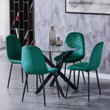 GOLDFAN Table à Manger en Verre Table Ronde Salle à Manger avec Pieds en Métal de Cuisine 80 cm, Noir