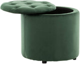 Tabouret Pouf Patin en Velours I Tabouret Coffre avec Espace De Rangement I Pouf Repose-Pieds, Couleur:Vert