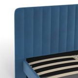 IDMarket - Lit Double Annie 140 x 190 cm Velours Bleu