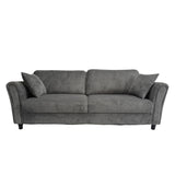 CONCEPT USINE | Canapé Droit 4 Places Lucerne Gris Foncé | Velours Côtelé Doux | Confort Ferme | Design Arrondi et Moderne | Structure Bois | 2 Coussins Inclus | 212 cm de Longueur