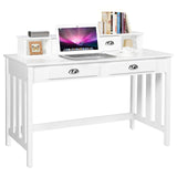 Yaheetech Bureau Informatique en Bois MDF Poste de Travail Table d'Ordinateur avec 4 Tiroirs et Étagère Amovible pour Casiers Coiffeuse Chambre Salon Bibliothèque 106 × 53 × 90 cm Blanc