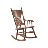 Fauteuils de salon à bascule,rocking chair adulte interieur,rocking chair adulte en bois,Grand dossier avec texte gravé, adapté pour porche, jardin, bureau, terrasse, chaise rétro ( Color : Walnut , S