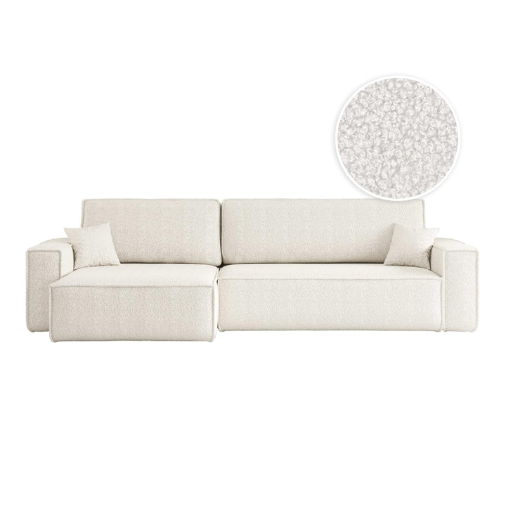 LOUNGITUDE Canapé Farah d'angle Max réversible et Convertible 5 Places en Tissu Bouclette