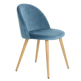 WV LeisureMaster Chaise de Salle à Manger avec Tissu Ergonomique rembourré en Velours sans accoudoirs avec Pieds en métal Chaise d'appoint de Style scandinave Chaise d'invité (Bleu-4PCS)