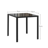 HOMCOM Table de salle à manger Table de cuisine carrée pour 4 personnes, table de salle à manger en verre trempé, pouvant supporter jusqu'à 80 kg, pour cuisine, salle à manger, 75 x 75 x 75 cm, noir