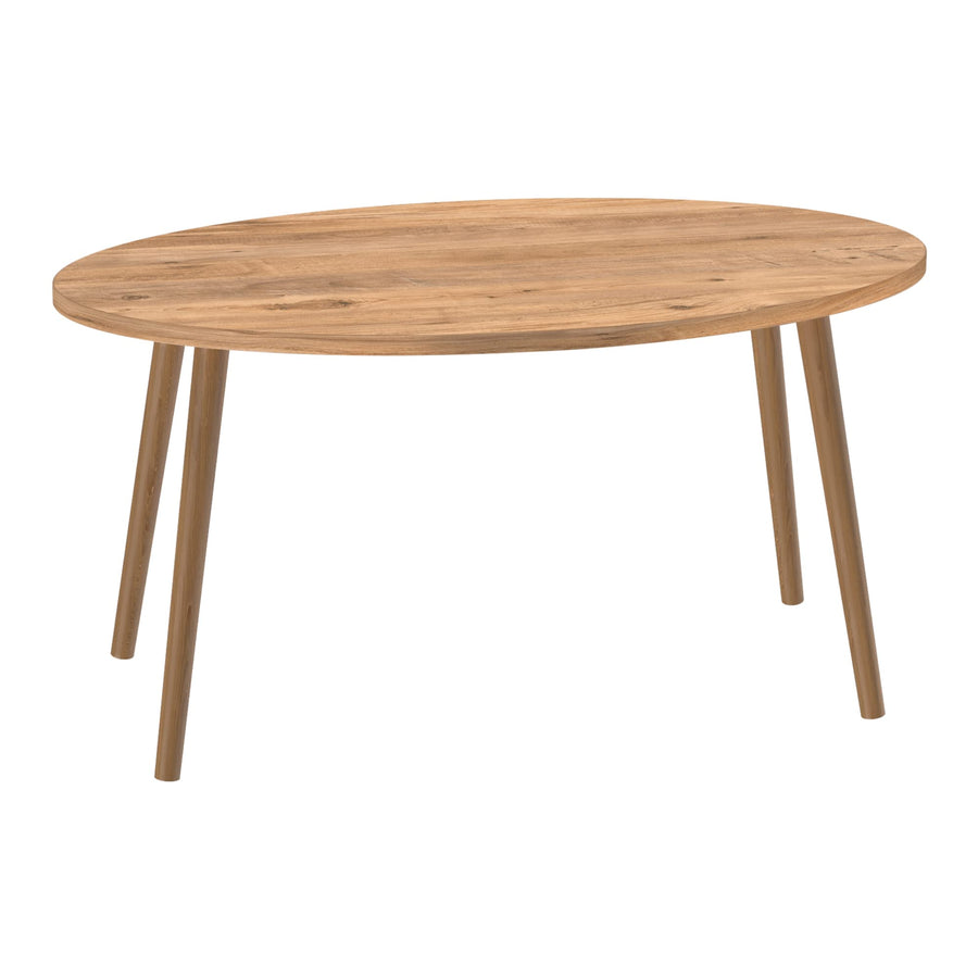 [en.casa] Table Basse Ovale Table de Nuit de Chevet Stylée Panneau de Particules Bois 41 x 90 x 50 cm Naturel