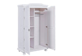 Inter Link – Armoire fonctionnelle – 2 portes – 5 niches – Avec penderie – Armoire en pin massif – Blanc vernis – Largeur :104cm Profondeur :56cm Hauteur : 180cm – Hedda