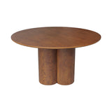 sweeek - Table à Manger Ronde Bois d'hévéa et placage chêne Noyer 4 Places 130cm - Leonore