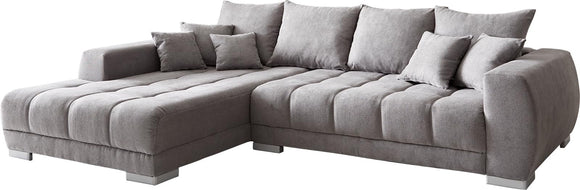 DeLife Canapé Josea Microfibre Gris Pierre 300x220 cm Recamière à Gauche canapé panoramique