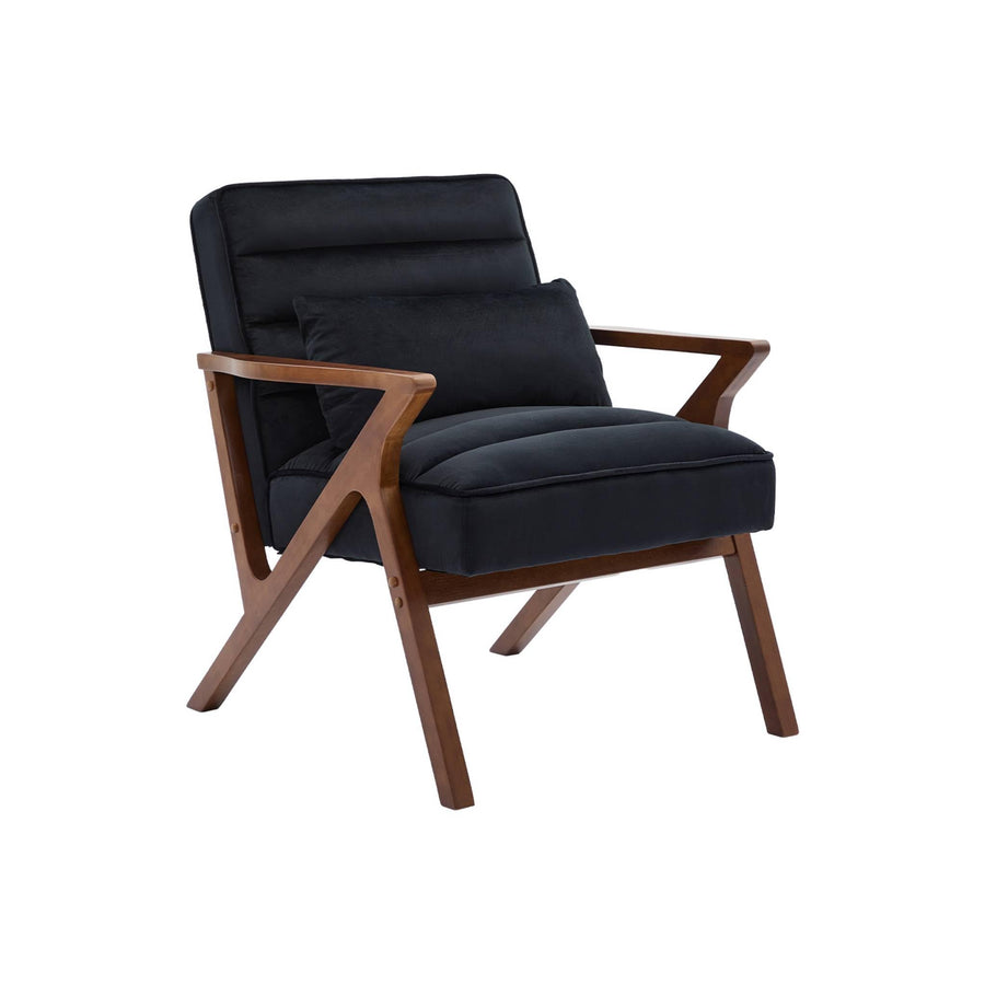 sweeek - Fauteuil scandinave Bois d sweeek - Fauteuil scandinave Bois d'hévéa et Velours Noir