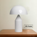 bamyum amyum Lampe de Chevet à Champignon en Métal, Lampe de Bureau avec Câble, Abat-Jour de 30 cm pour Chambre d'Enfant et Adulte, Lustre Salon Rétro Mushroom Blanc
