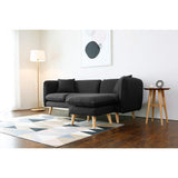 CONCEPT USINE - Canapé Scandinave Isko 3 Places Gris Anthracite - Canapé Nordique Moderne avec Ottoman Pouf - Largeur 203 cm - Tissu 100% Polyester - Facile À Entretenir, Design Moderne, Résistant