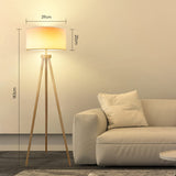 Aigostar Lampadaire Sur Pied Salon Vintange,Lampadaire Trépied en Bois,Ampoule Non Incluse,Compatible Ampoule LED E27,Avec Interrupteur à Pied et Abat-Jour en Lin,Idéal Salon,Chambre,Bureau