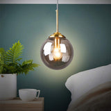 MZStech Globe en verre Loft rétro industriel Suspension, lustre en grappe Lampe suspendue Fixation Raccords en laiton (Gris)
