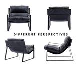 chairus Fauteuil de Loisirs en Cuir PU Modern Chaise de Relaxation pour Salon Fauteuil de Chambre avec Cadre en Métal (Noir)