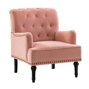 HULALA HOME Fauteuil à Oreilles avec accoudoirs du Milieu du siècle Chaise d HULALA HOME Fauteuil à Oreilles avec accoudoirs du Milieu du siècle Chaise d'appoint Moderne en Velours à Dossier Haut avec Pieds en Bois Fauteuil Club rembourré pour Salon Chambre à Coucher Rose