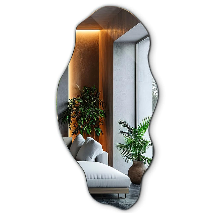 Decormat Miroir 50x100 cm Grand Moderne Irrégulier Organique Asymétrique Tache pour Salle de Bain Salon Vertical