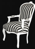 Casa Padrino - Chaise Salon Baroque Bande Noir/Blanc/Blanc - Mobilier rayé