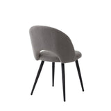 JZGORC Lot de 4 Chaise de Salle à Manger, Chaise de Salle à Manger Teddy en Velours Doux, Chaise de Cuisine avec Siège Moelleux et Accoudoirs, Pieds en Métal - Gris