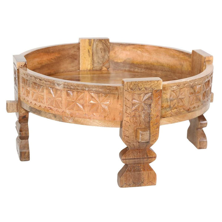 Casa Moro Table de travail Rakim naturel, diamètre 50 cm, ronde x hauteur 26 cm, en bois massif sculpté, style ancien marocain vintage, canapé Casa Moro Table de travail Rakim naturel, diamètre 50 cm, ronde x hauteur 26 cm, en bois massif sculpté, style ancien marocain vintage, canapé